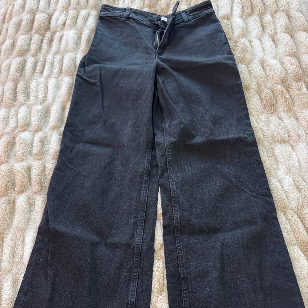MANGO black wide leg denim jeans size 6